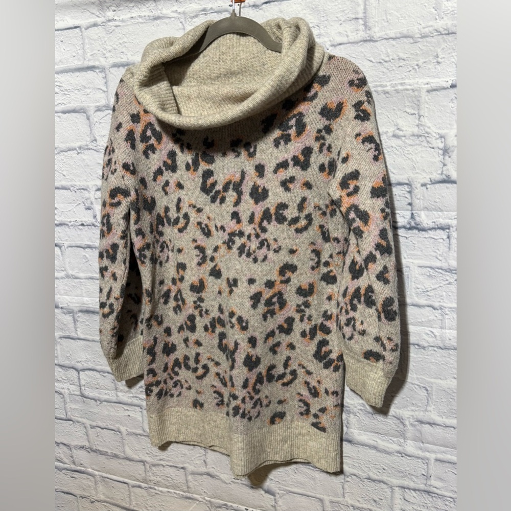 Anthropologie Emmy Leopard Print Cowl Neck Sweater, Size Small - Picture 3 of 7